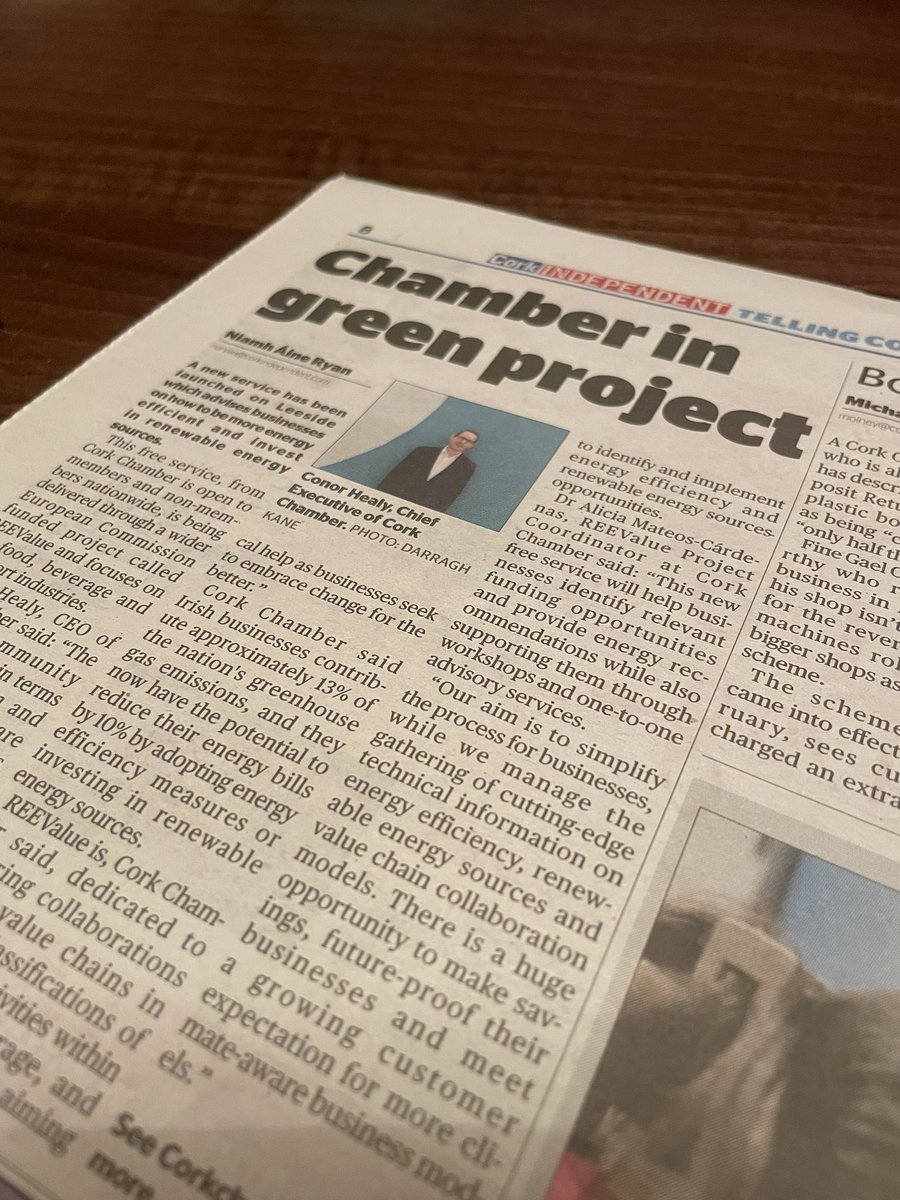Nice to get REEValue featured locally, page 8 in today’s Cork Independent paper 💡✨📰 #newproject #Sustainability