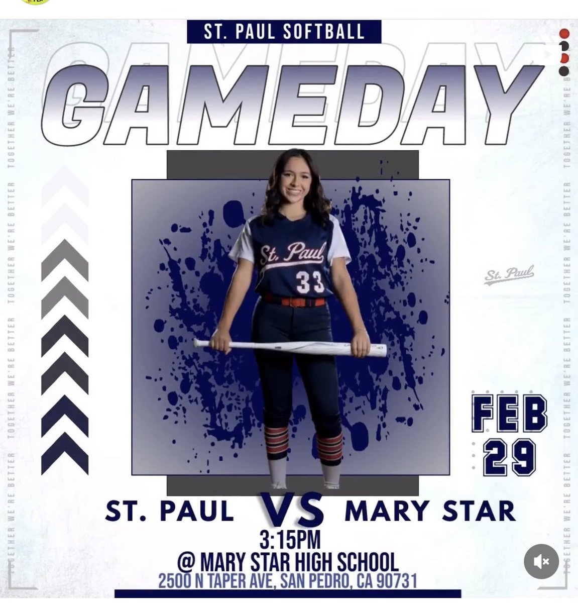 ⚔️🥎 is on the road to San Pedro today for a game vs. Mary Star. <a href="/SGVNSports/">Fred J. Robledo 👨🏻‍💻</a> <a href="/James_Escarcega/">James Escarcega 📈🏈🏀⚾️🥎 🤼🤽🏽‍♂️🏊🏼‍♀️🏌🏻⚽️</a> <a href="/GhostsofStPaul/">The Ghosts of St. Paul Football</a> <a href="/andreatellez_31/">Andrea Tellez</a> <a href="/Brooke_C24/">Brooke Camacho</a> <a href="/maybellene42/">Maybellene Ledesma</a>  <a href="/GabbyGomez2024/">Gabrielle (Gabby) Gomez</a> <a href="/Hannah_Marie_Mo/">Hannah Moreno</a>