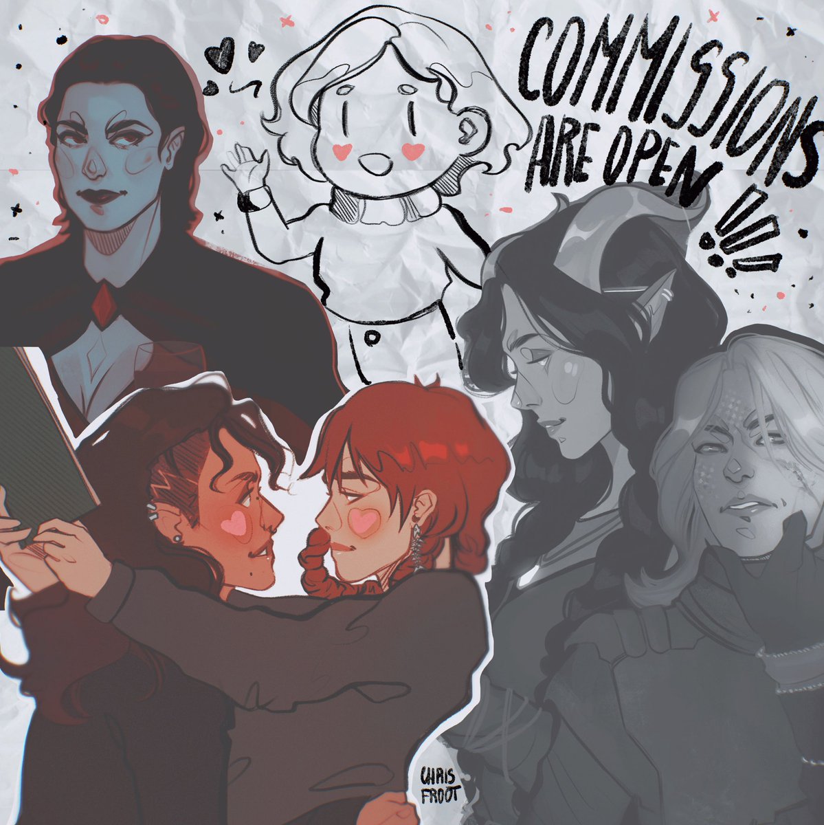 s’up! commissions are open! feel free to text to me or ask about the commission! ~ I draw different stuff: dnd, original characters, fandoms etc. u are welcome! and thank u! :] #commissionart #commission #commsopen #commsinfo