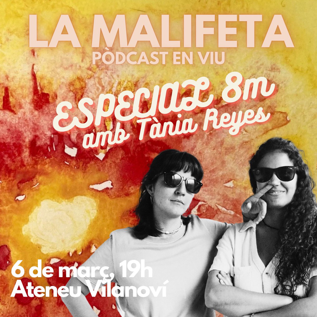 Oientes!! Ja tenim el #8M a tocar i ho celebrem amb un capítol en directe!
Estarem petant la xerrada amb la <a href="/TaniaVNG/">Tània Reyes</a> sobre tot, especialment de feminisme.
Afterpodcast sopar de milanesa i birra artesana. 
Amigues, estimades, no ens deixeu soles i veniu a escalfar motors pel 8M💜