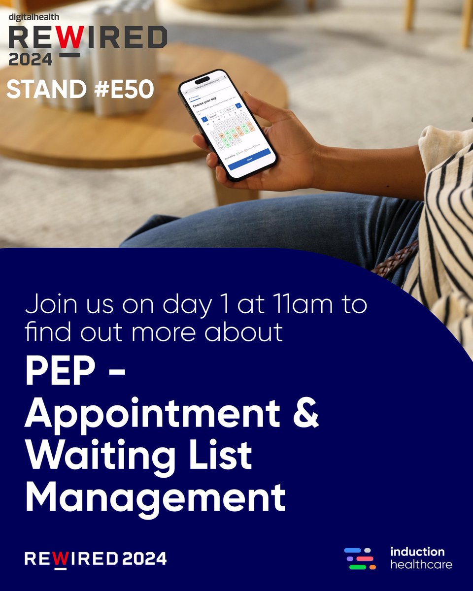 Join us on our stand #E50 at @digitalhealth2 #Rewired24 event on #Day1 @ #11am & find out more about our PEP - Appointment & Waiting List Management capabilities. For more information or a private demo on this solution, contact @TaraScottSowter or @MattParkinsonPM 
#patientportal