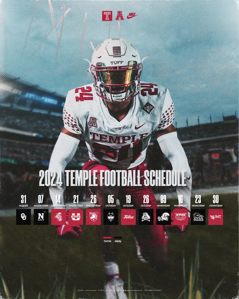 Coming in hot…🔥👀 The 2024 Temple Football Schedule is here‼️ #TempleTUFF