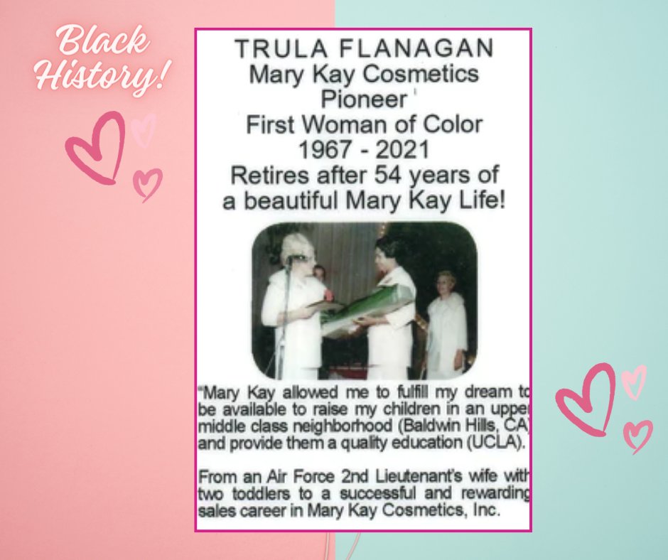 As we bid farewell to Black History Month, let's celebrate Trula Flanagan, the first woman of color in Mary Kay. Her courage and determination paved the way for diversity and inclusivity in our beloved community. Fostering a beauty that knows no bounds.  #DiversityInBeauty #BHM