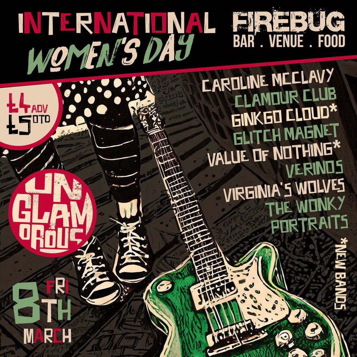 Only one week until Leicester’s @unglamorous2022 International Women’s Day Weekender! 19 all women bands! FRIDAY @firebugbarleic 8th March SATURDAY @thedonkeyvenue 9th March SUNDAY @attenboroughac 10th March See you there! #iwd2024 #leicestermusicscene