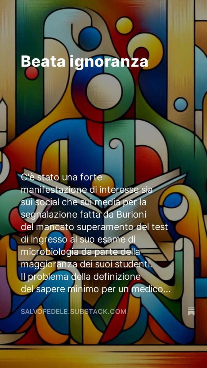 Beata ignoranza. salvofedele.substack.com/?utm_source=na…