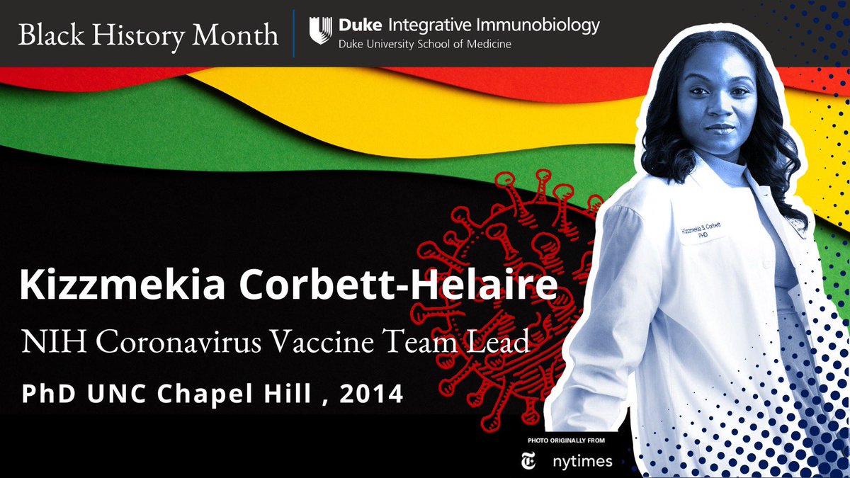 To end #BHM (and as a prelude to Women’s History Month) we highlight Dr. Kizzmekia Corbett-Helaire and her critical role in the development of COVD vaccines. immunobiology.duke.edu/news/iib-celeb…