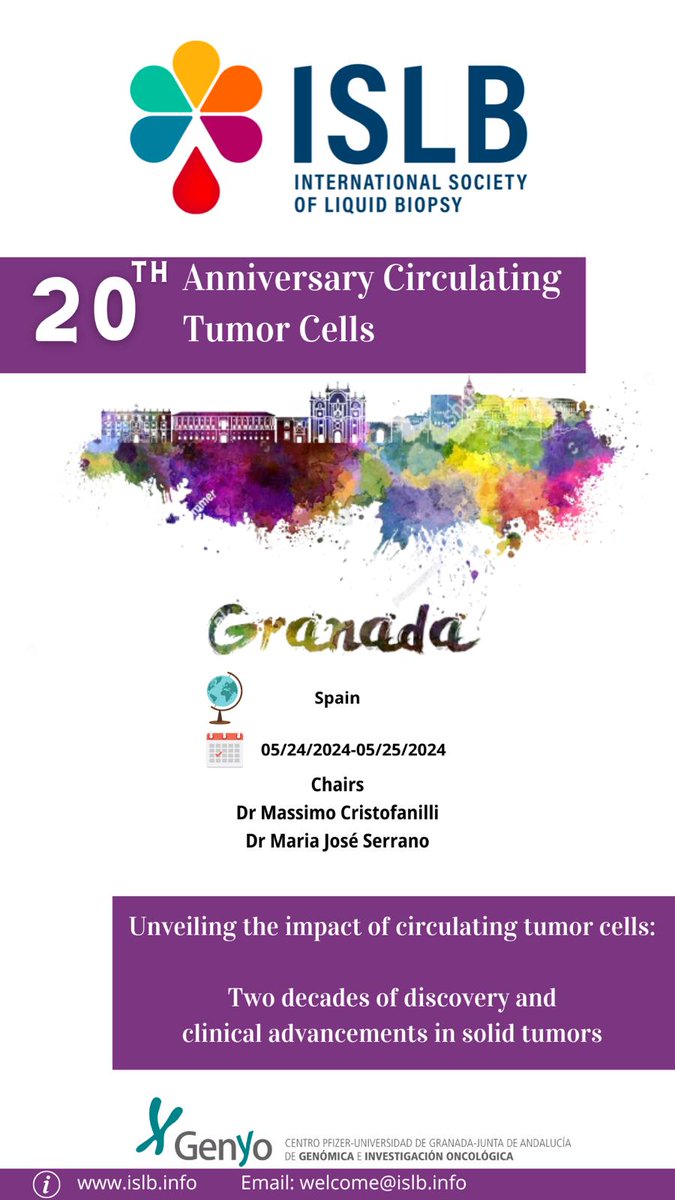 20th anniversay of CTCs, SAVE the date , an activity of the @isliquidbiopsy for all researchers interested in the LB. Limited registrations @ManelEsteller @ibsGRANADA @MaraJesspareja1 @_ibima @LiquidBiopsyNow @dmavicente @LuisRaezMD @VesiclesAcids @NicolaFuscoMD @MOLECULARONCOL3