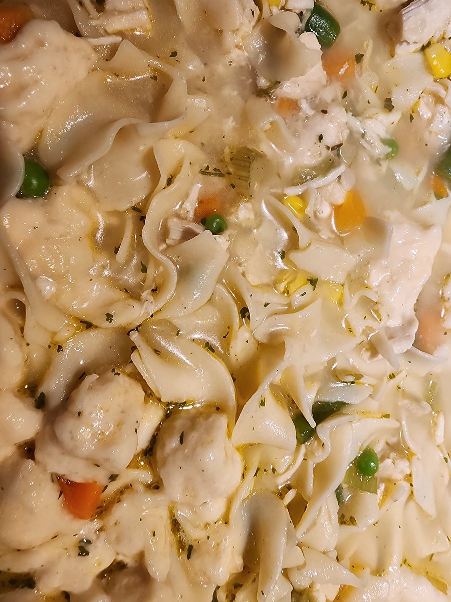 Chicken noodles and dumplings on a cold Texas Thursday 
#GirlsGottaEat #HillCountryCooking #Foodie