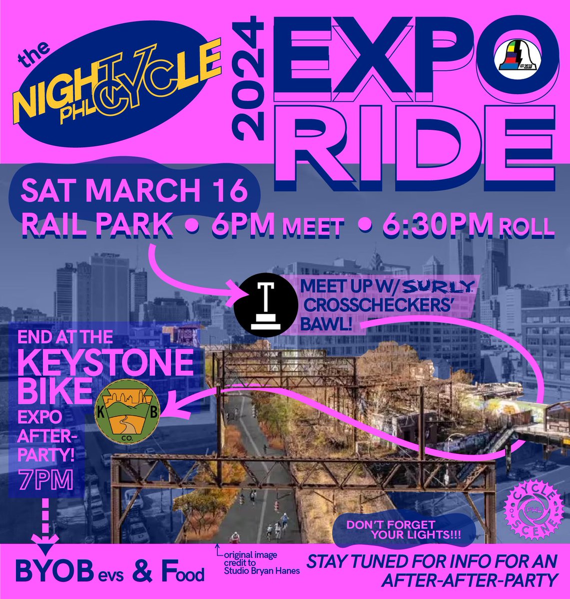 1 THING LEADS 2 ANOTHER: @PhillyBikeExpo RIDES: Cross Checkers’ Bawl 5:29 pm (Broad+Cherry) *T*H*E*N* merges w/ @nightcycle_phl (Broad+ Noble) for the Expo Ride 2 the Party.