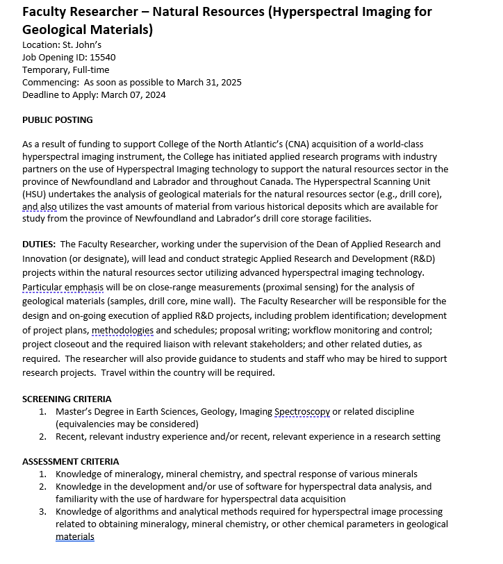 #JobOpportunities Check out this oppurtunity @CollegeoftheNorthAtlantic #JobAlert #hyperspectral