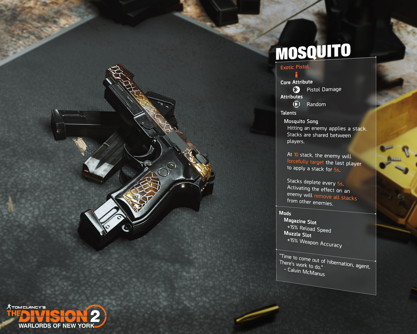 Tom Clancy&rsquo;s The Division on X: &ldquo;The new Exotic Pistol Mosquito is 