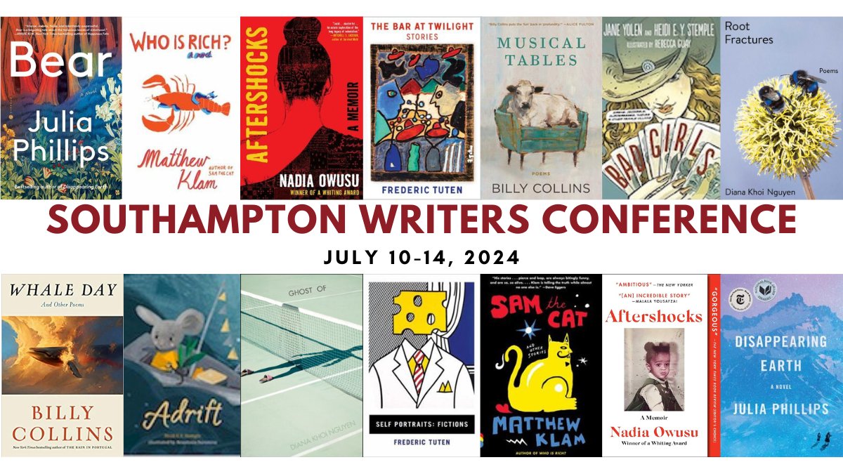 @SouthampWriters (7/10-7/14) is swimming in talent. Workshop w/ @bcollinspoetry @MatthewKlam, Diana Khoi Nguyen, @NadiaOwusu1, Julia Phillips, @heidieys, Frederic Tuten. Plus agents & special guests. And the beach. Apply by 4/15 [Sponsored] stonybrook.edu/writers/