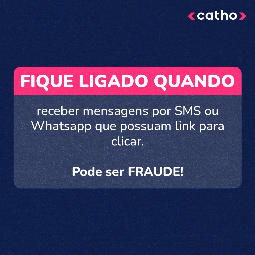 Catho's tweet photo. Links não confiáveis oferecem risco 🔴⚠️
Ao clicar em um link suspeito trás riscos aos seus dados ou mal funcionamento do aparelho.

No blog da Catho, tem mais dicas sobre: https://t.co/47PRVddifX

#GolpeDoEmprego #AlertaDeGolpe https://t.co/35rNJTCSpR