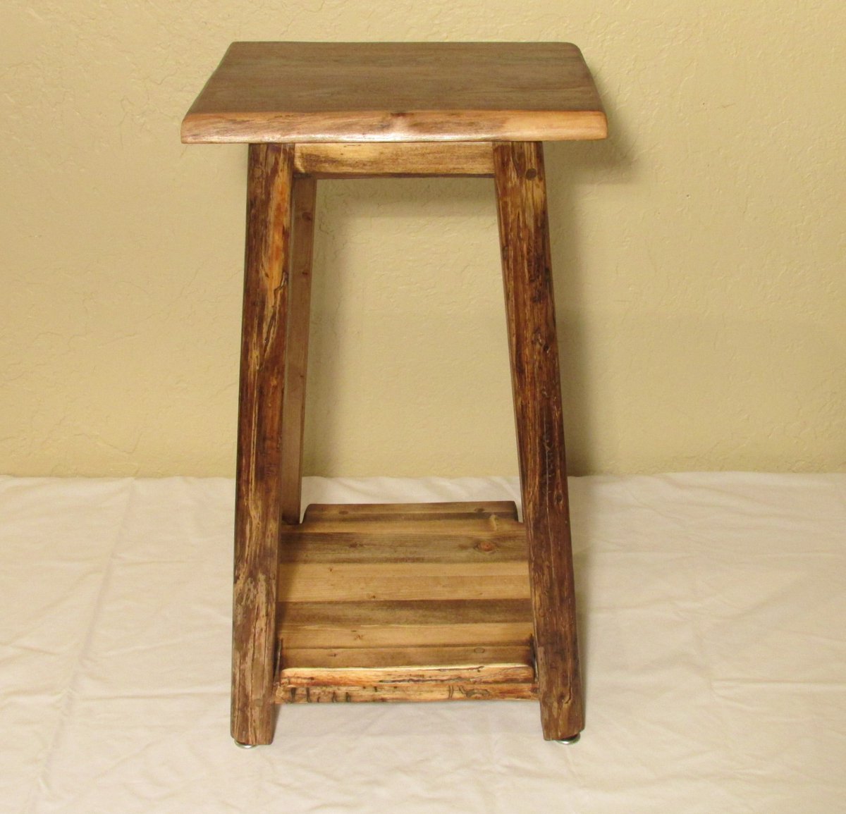 Walnut top with blue stained pine legs. #end table #coffeetable #brecklife #breckdaily #skitown