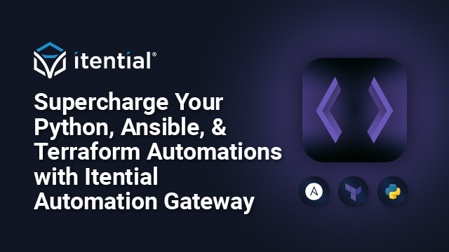 Itential's tweet image. When engineers build #NetworkAutomations, it&apos;s a big productivity boost - but it can be hard to extend that impact.

That&apos;s why Itential provides enterprise-grade sharing capabilities for your Python scripts, Ansible Playbooks, &amp;amp; Terraform plans. See more: bit.ly/3uJP9CW