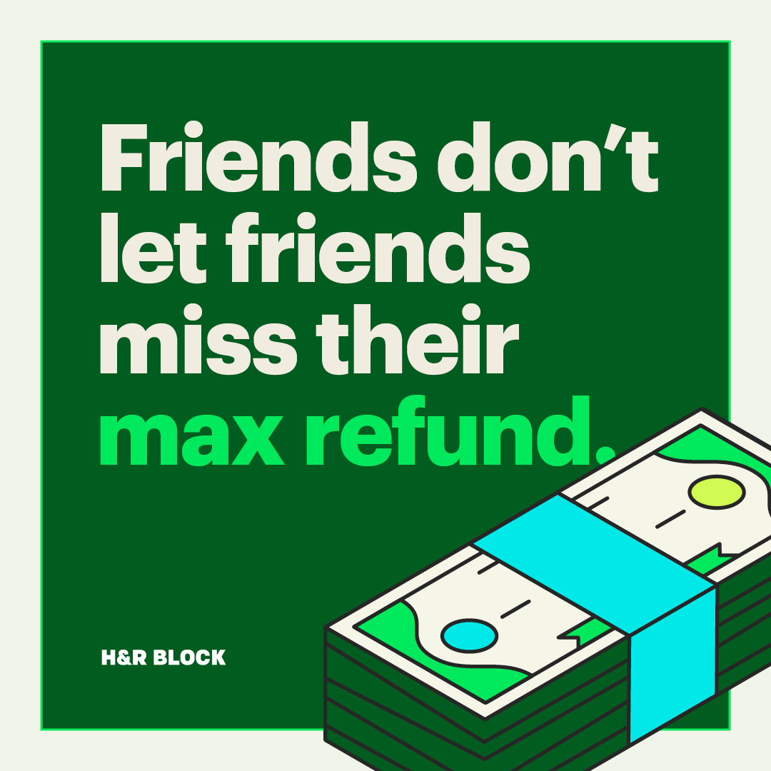 Through our Send A Friend referral program, your friends and family get expert tax help and their biggest refund possible, while you get rewarded up to $300. Win-win: hrblock.io/SAF