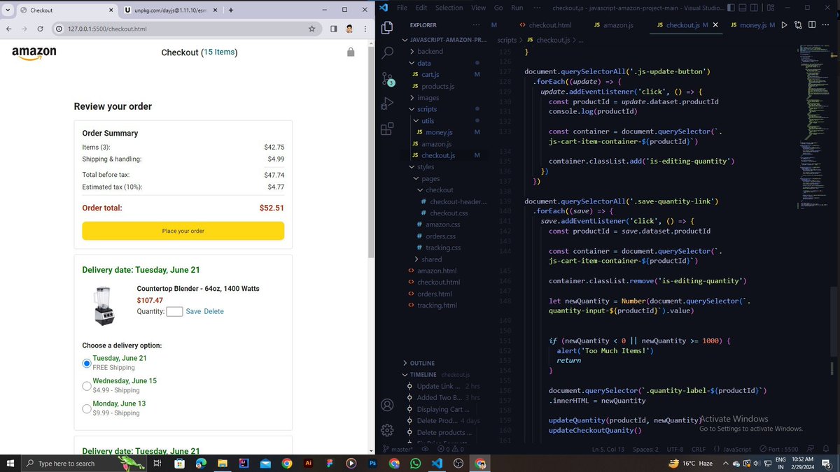 anuj_nishad9's tweet image. DAY 1️⃣3️⃣ / 100
#100DaysOfCode
✅ Working on Amazon Clone 🧑💻
✅ External Libraries
Little Break from this project helped a lot >> ☀️
#webdevelopment #fullstackwebdevelopment #javascript #git #x #amazonclone #coding #html #css #vscode #connect #buildinpublic #LearnInPublic