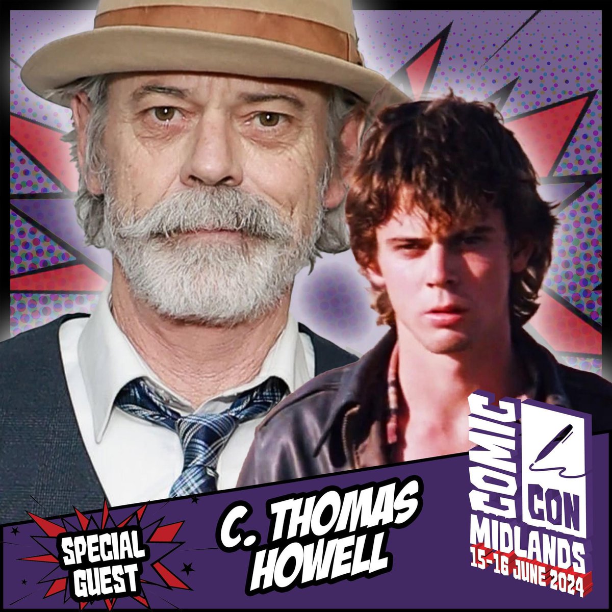 Comic Con Midlands welcomes C. Thomas Howell, known for projects such as Soul Man, The Outsiders, E.T the Extra-Terrestrial, Obliterated, and many more. Appearing 15-16 June! Tickets: comicconventionmidlands.co.uk