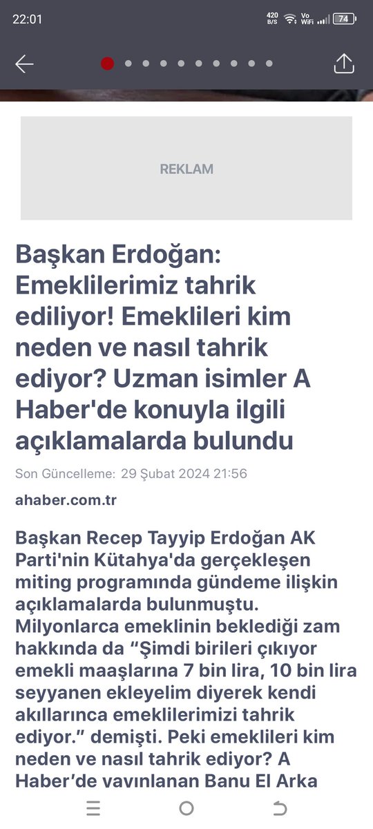 #BaskalarinaVarEmekliyeYOK ahaberin yaptığı habere bakın emekli açlıkla pençeleşiyor sanki emekli 40 bin tl maaş alıyorda dahada istiyormuş gibi haber yapıyorlar ayıp ayıp bu kadar olmaz