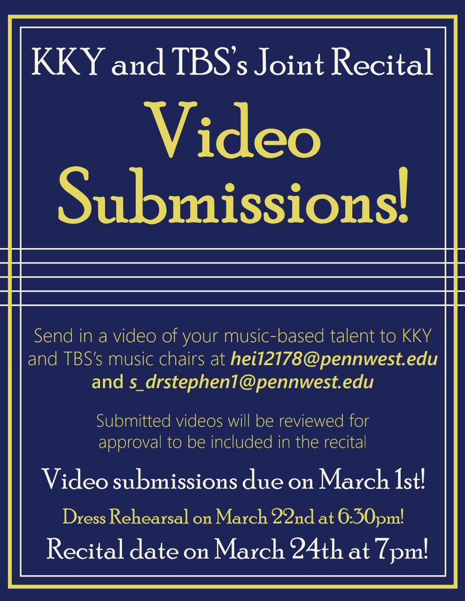KKPsiCUP's tweet photo. Join the Brothers of Kappa Kappa Phi and the Sisters of Tau Beta Sigma at our Joint Recital this coming March. If you’d like to participate please submit a video by March 1st. Hope to see you there! https://t.co/DSM6MC1wot