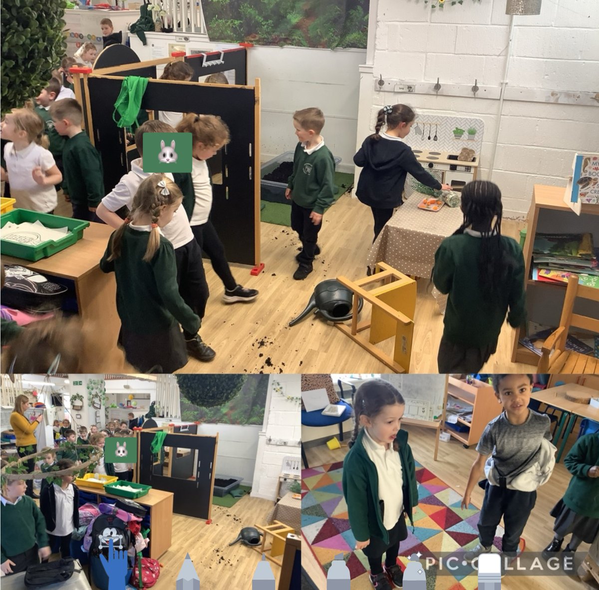 stmargaretsps's tweet photo. We had a naughty visitor in our P1 area today, Peter Rabbit, has stolen all of McGregors vegetables the pupils are so engaged and want to catch this naughty rabbit @PieCorbett  #T4W #peterrabbit #warningtale https://t.co/YmhLl29xbU