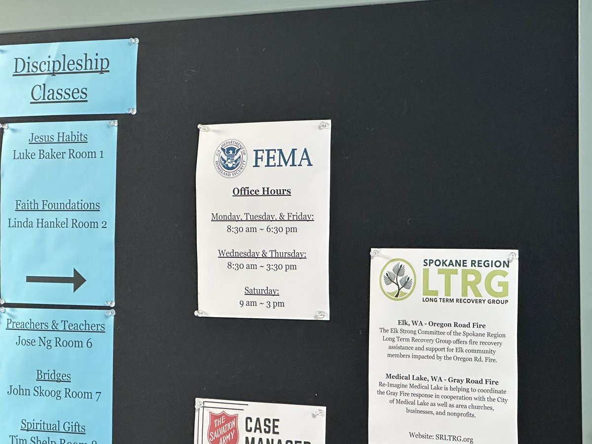 maryssarillo's tweet photo. HAPPENING NOW: Today, FEMA opened up two Disaster Recovery Centers in Spokane County to help those affected by the #GrayFire and #OregonRoadFire.
I am at the one in Elk now, and will be speaking with FEMA shortly. @kxly4news https://t.co/hoYPfwUp8Y