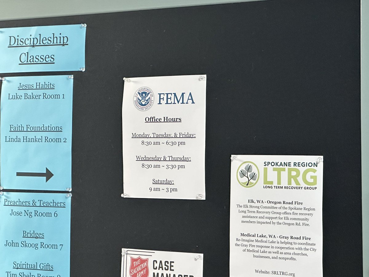 HAPPENING NOW: Today, FEMA opened up two Disaster Recovery Centers in Spokane County to help those affected by the #GrayFire and #OregonRoadFire. 

I am at the one in Elk now, and will be speaking with FEMA shortly. @kxly4news