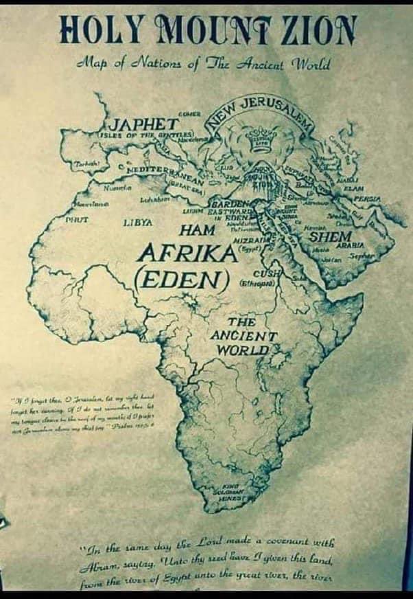 Joe__Bassey's tweet image. Please who can help me with the source for this map. I really need more details about it.

The map right here depicts Africa has Eden and also the Ancient World. Anyone with more details?