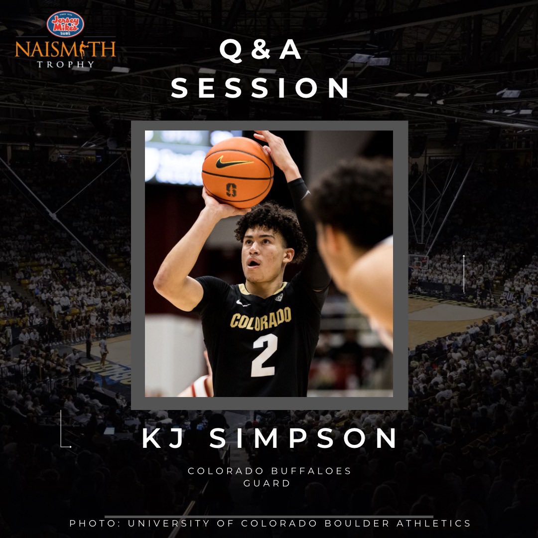Our @jerseymikes Men’s College Midseason Team Member @KSimpsonJr joined us for a Q&A session! Check out what he has to say! #JerseyMikesNaismith x @CUBuffsMBB x #GoBuffs
