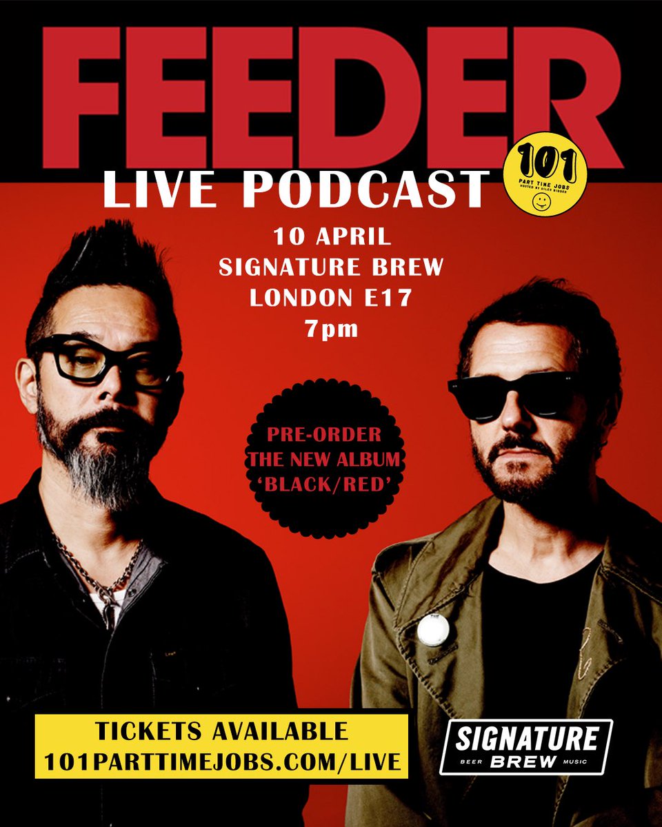 London! Here's your chance to see Grant and Taka in a very special, one-off conversation on Giles Bidder's podcast @101PartTimePod Join us 10 April at @SignatureBrewBH There will also be a Q&A, and a couple of acoustic tracks to finish the evening. 🎟️: feeder.tmstor.es