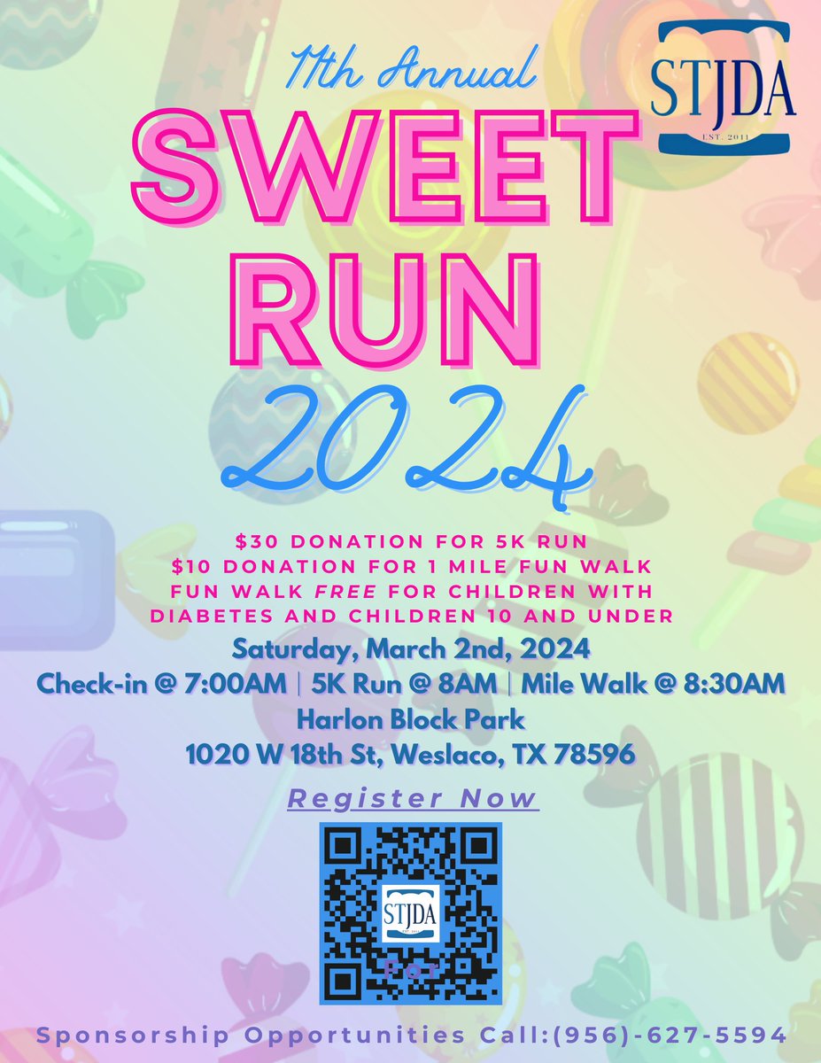 WeslacoISD's tweet image. Mark your calendars for the 11th annual Sweet Run! 🍬 Join us on Saturday, March 2nd for a day of fun and fitness 🏃‍♂️ Choose between a 5k run or a 1 mile fun walk. Don't miss out on this sweet event! 🎉 #SweetRun #FunFitness