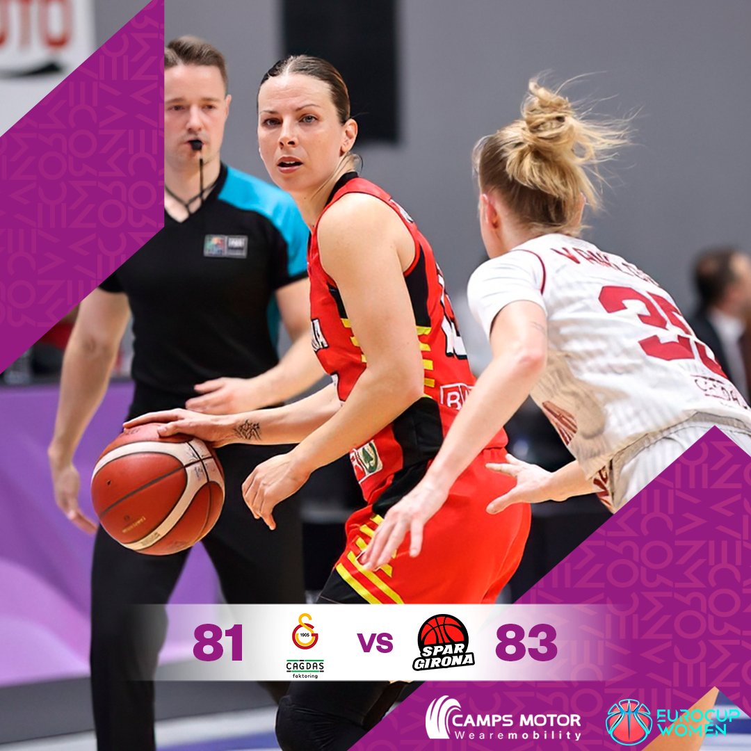 L'Spar Girona aconsegueix el pas a les semifinals de l'EuroCup! 

Les catalanes derroten al Galatasaray, a terres turques, per 81 a 83 amb 21 punts de Magalí Mendy, 20 de Sandra Ygueravide i 19 de Regan Magarity. 

A un pas més de l'objectiu👣