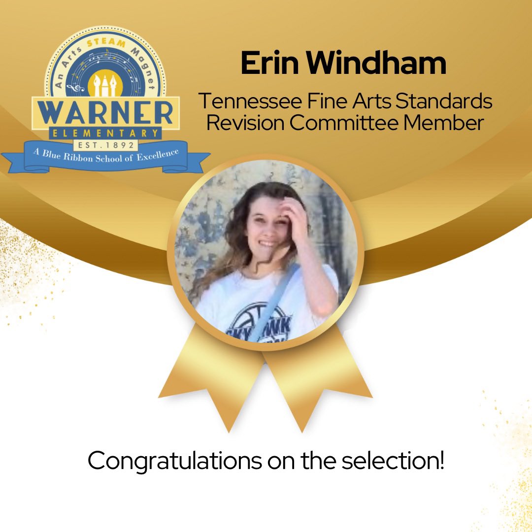 🎉 Big congrats to Ms. Erin Windham, our amazing dance teacher at Warner Arts Magnet Elementary, for joining the state's Fine Arts Standards Revision Committee! 🌟 Your talent shines bright! #WarnerArtsPride #FineArtsEducation #Congratulations