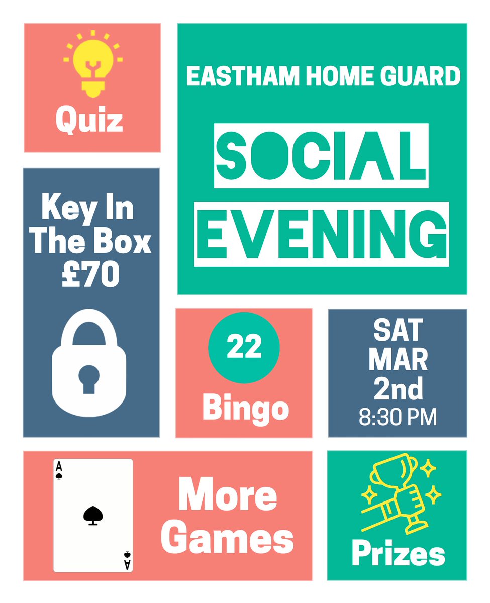 2 more days until our next #socialnight. Bring along #family and #friends to join the fun! #Bingo, #Quiz, #Keyinthebox