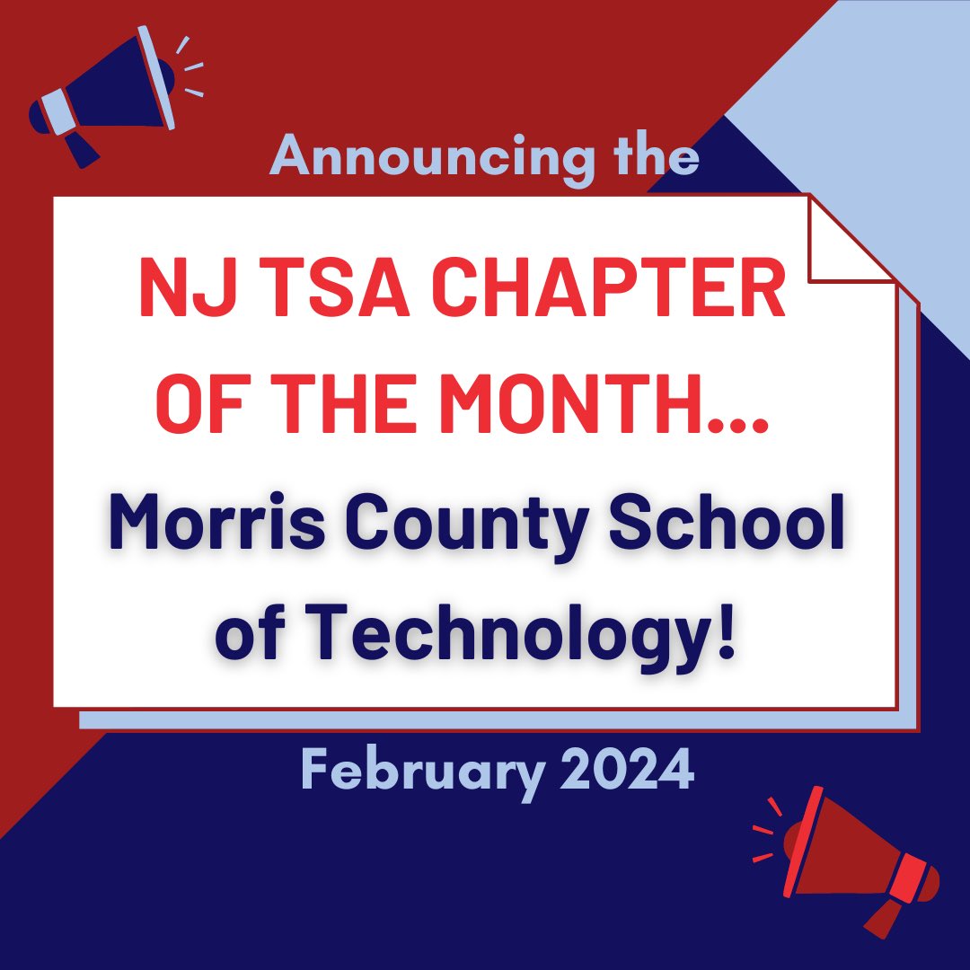 Congratulations to @stemmcst for being the NJTSA February Chapter of the Month! Morris County School of Technology has raised the most money so far for our Pie in the Face fundraiser and continues to be an excellent example for other NJTSA chapters. Keep up the great work!#NJTSA