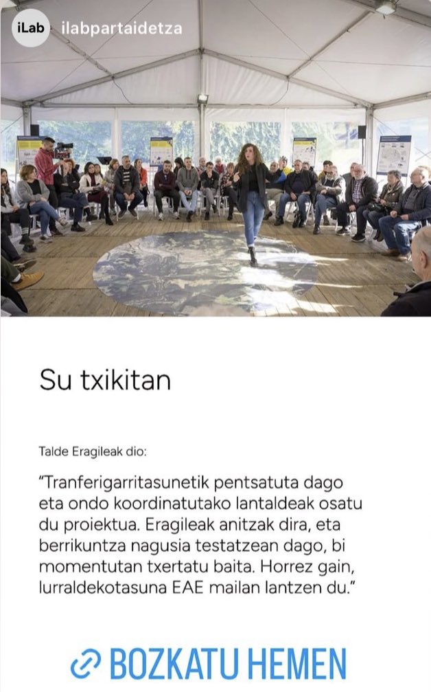 Animatu zaitez “Su txikitan”bozkatzera. @arantzazulab|eko esperimentazio taldeko kideak (@Apitropik, Be&lab, @ko_garri @farapikoop, eta @maraka_koop ) proiektua aurkeztu dugu iLab-eko transferentzia proiektu esperimentalak deialdira. Bozkatu hemen: ilab.euskadi.eus/ekimenen-lehia…