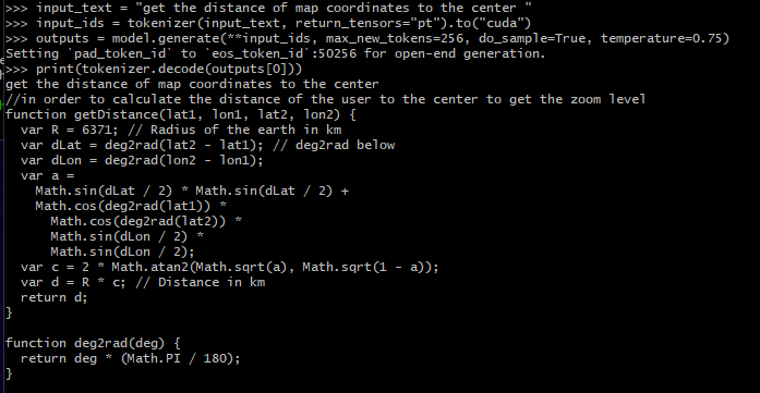 chswiger's tweet image. #StarCoder2 working prompt, verified solution, dist in km #AI #LLM