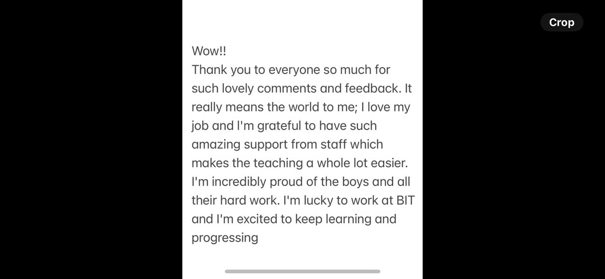 I provided feedback to one of our amazing young teachers @LeverParkSchool today and just received this response from her. Her energy and enthusiasm is infectious and clearly felt by our students #superstar #teamBIT