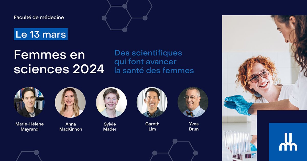 #FEMMESENSCIENCES |👩‍🔬👩‍🚀Pour souligner la Journée internationale des femmes et des filles de sciences, la Faculté de médecine @UMontreal a le plaisir de vous inviter à l’édition 2024 de Femmes en sciences! Infos et inscriptions👉bit.ly/3UZrb15