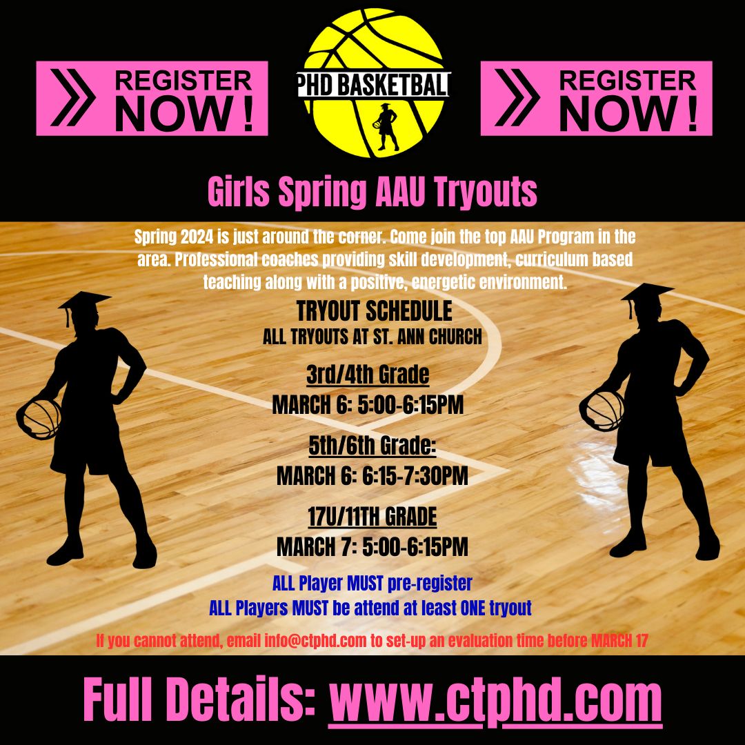 Final round of Girls AAU Tryouts conclude next week. Register today. #ctphd #ctgb