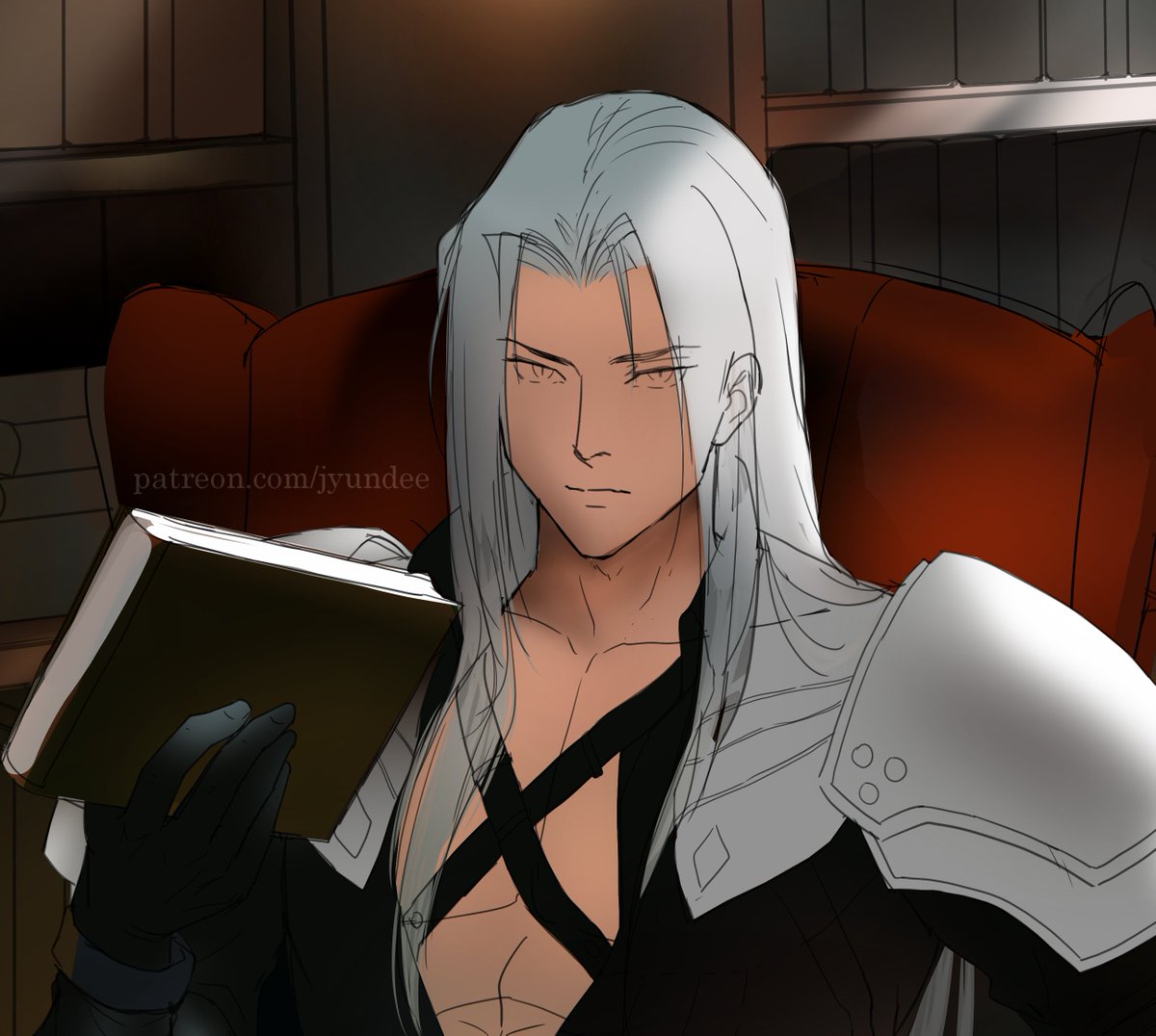 Sephiroth doodle. he shouldn't have touched those books 😬
