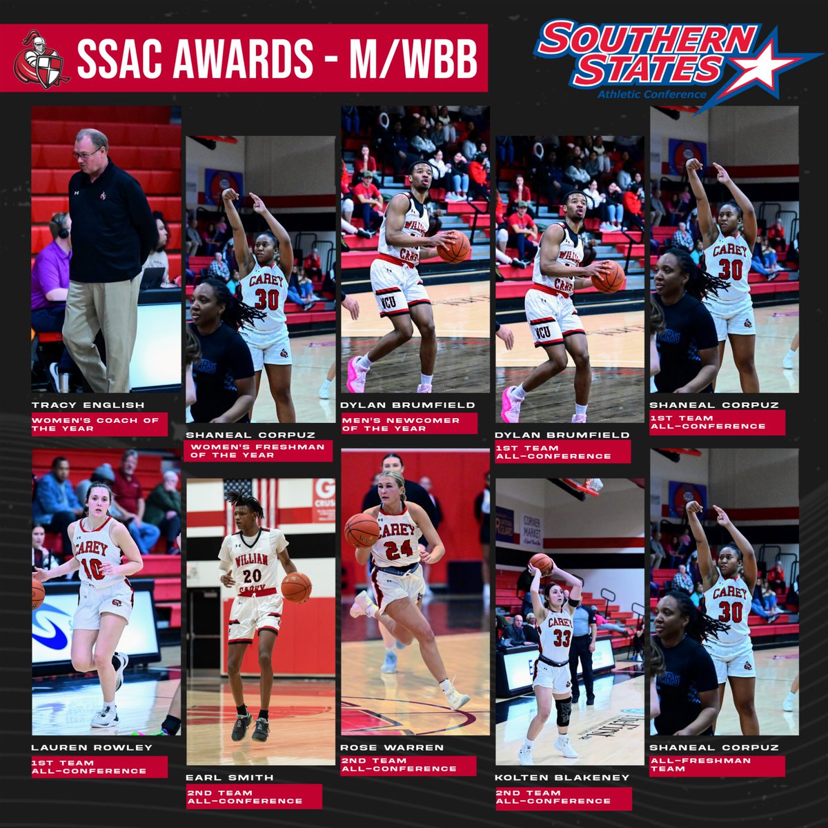 SSAC AWARDS! Men's & women's basketball had their SSAC awards banquet last night and numerous Crusaders were honored. Women's Coach of the Year - Tracy English Women's Freshman of the Year - Shaneal Corpuz Men's Newcomer of the Year - Dylan Brumfield Men's 1st Team…