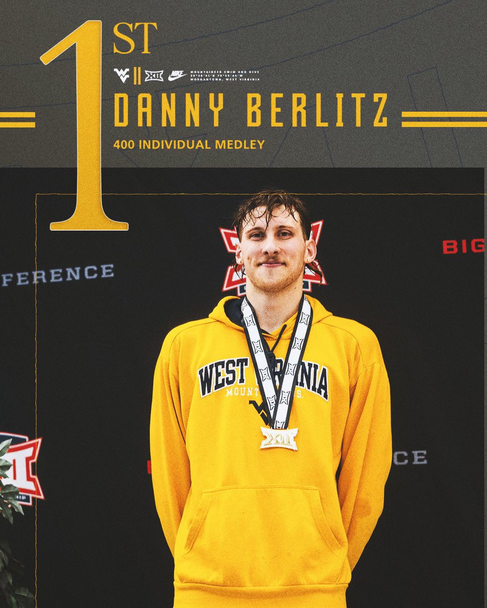 BIG 12 CHAMPION 🏅🔥

Danny is the first Mountaineer to capture gold in the 400 IM at the Big 12 SD Championships!

#HailWV | #Big12SD