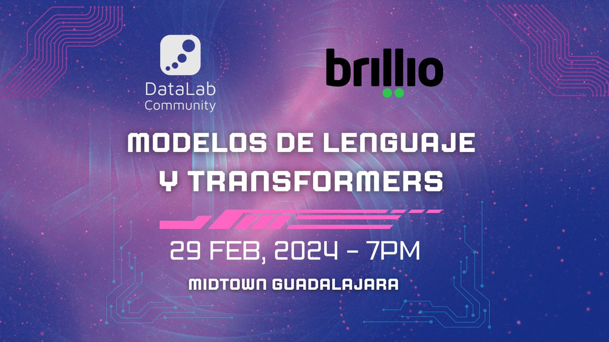 DataLabMx's tweet image. Estamos por comenzar nuestra meetup &quot;Modelos de Lenguaje y Transformers&quot;
Lugar: Midtown Oficinas piso 20, GDL.
Online: youtube.com/watch?v=jp7TDt…