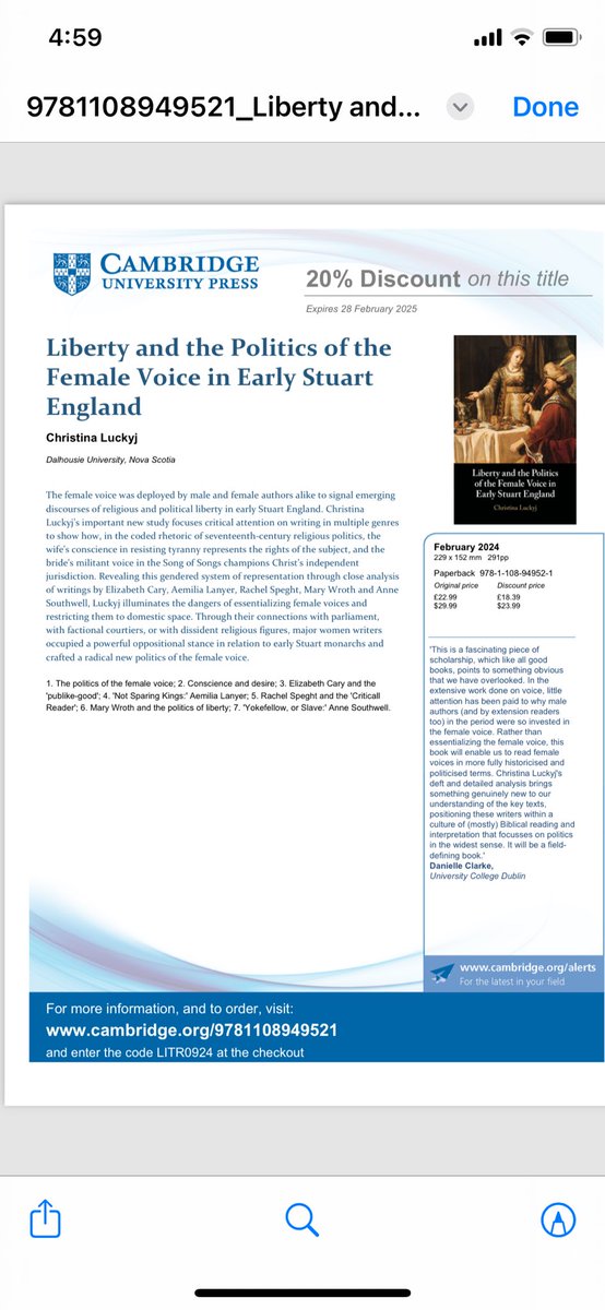 If anyone interested in early modern women is still on this platform: my book has just come out in (cheaper) paperback, and you can get an extra 20% off too! Buy it for the cover alone!