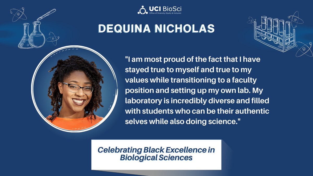 We're wrapping up #BlackHistoryMonth with Assistant Professor of Molecular Biology and Biochemistry Dequina Nicholas!💫 Professor Nicholas’ research focuses on inflammation in type 2 diabetes and Polycystic ovary syndrome.👏 Learn more: bit.ly/BHM_BioSci @QuinaScience