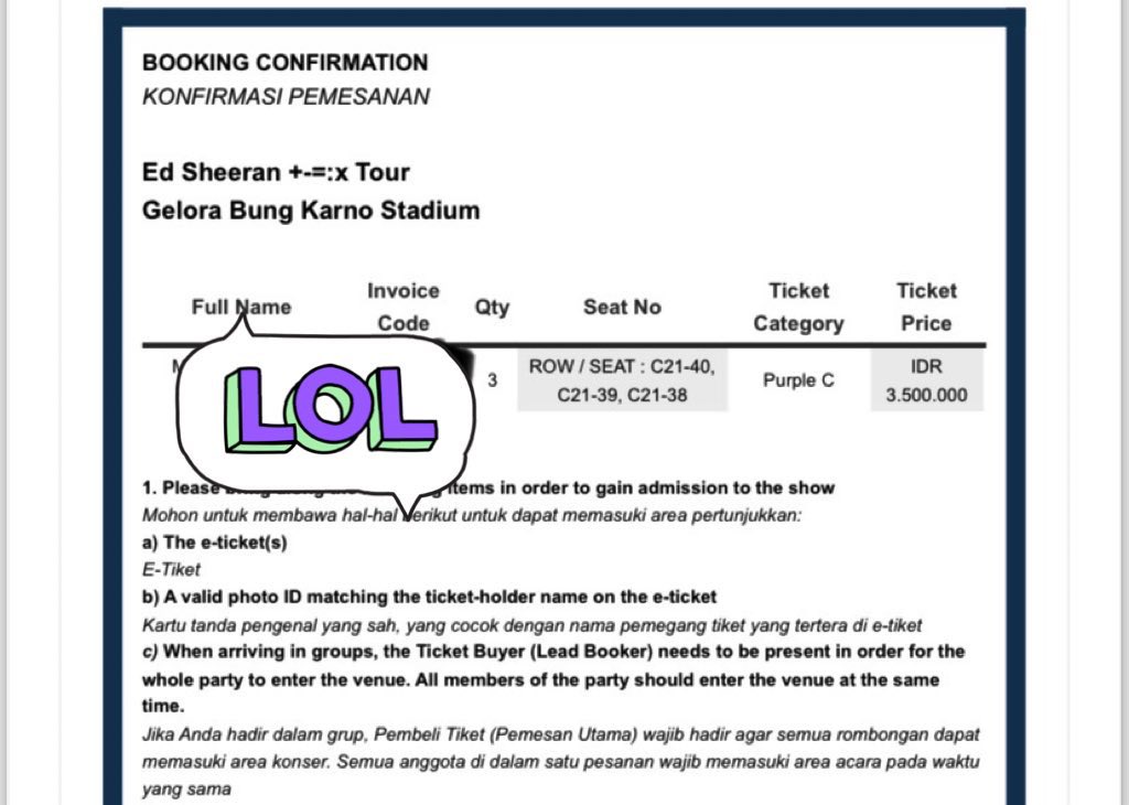 muhammadfadliim's tweet photo. ‼️ WANT TO SALE

Ed Sheeran Indonesia

3 tix - Purple C Category

3,2jt/each

9jt takes all 

Please reply / dm if interested.

#WTS #WTSEdSheeran #EdSheeranJakarta https://t.co/PYkJw00zBt
