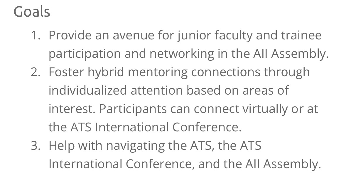 🚨Deadline to apply to @ATS_AII mentoring program is TOMORROW ✅This is a great opportunity to #network, learn more about @atscommunity and navigate #ATS2024 🔗thoracic.org/members/assemb… @ATS_Assemblies