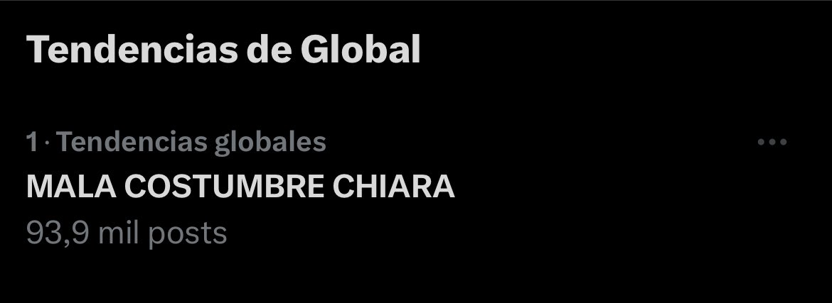 chiarasoshi's tweet image. Somos #1 en tendencias globales, me temo que estamos desquiciadas y se viene chiara world domination  

MALA COSTUMBRE CHIARA