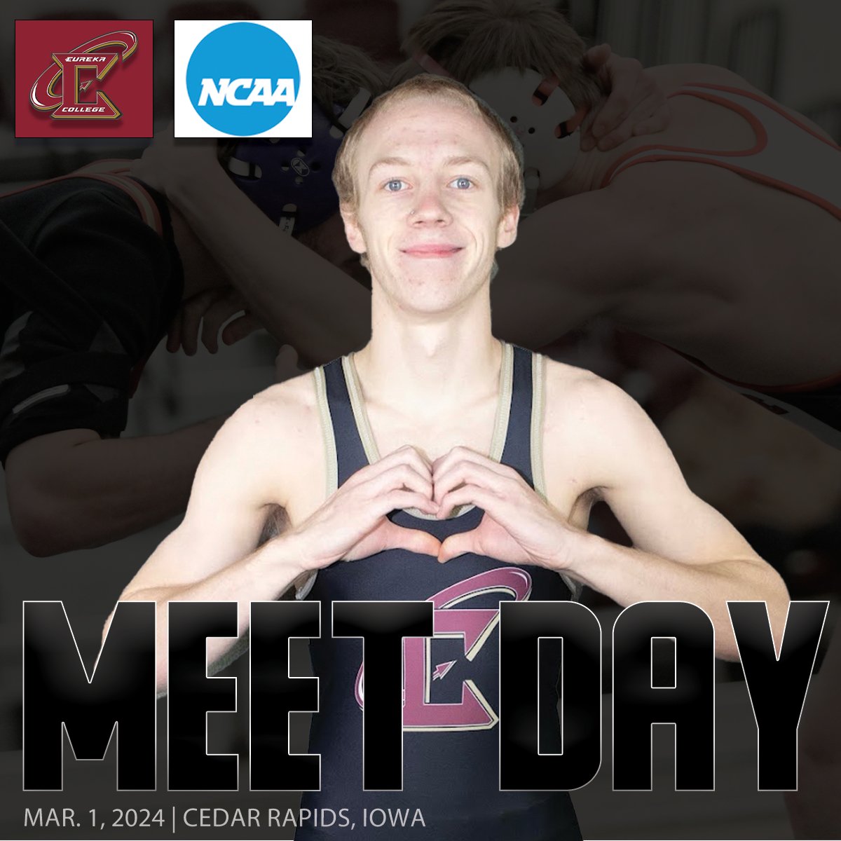 It's meet day! The men of @EurekaCollegeWr prepare for day 2 at the NCAA DIII Lower Midwest Regional hosted by the American Rivers Conference. 🏆: @NCAAWrestling Lower Midwest Regional 📍: Cedar Rapids, IA ⌚️: 10:00 A.M. 📺: bit.ly/4acsP3Z 📊: bit.ly/4bZB1WI